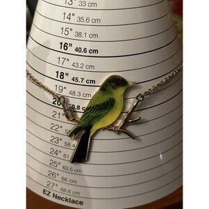 Fashion Necklace Goldfinch Bird on Branch Gold Tone Metal Statement Avian Nature